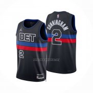 Camiseta Detroit Pistons Cade Cunningham NO 2 Statement 2022-23 Negro