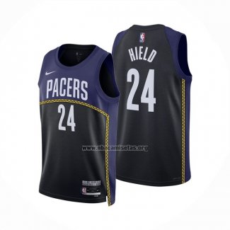 Camiseta Indiana Pacers Buddy Hield NO 24 Ciudad 2022-23 Azul