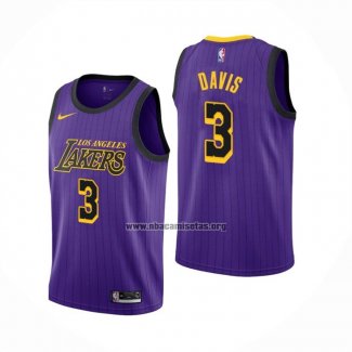 Camiseta Los Angeles Lakers Anthony Davis NO 3 Ciudad 2019 Violeta