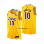 Camiseta Los Angeles Lakers DeAndre Jordan NO 10 75th Anniversary 2021-22 Amarillo