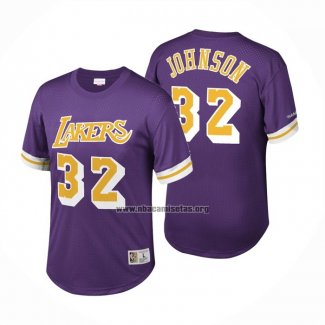 Camiseta Manga Corta Los Angeles Lakers Magic Johnson NO 32 Violeta