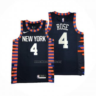 Camiseta New York Knicks Derrick Rose NO 4 Ciudad Edition 2019-20 Azul