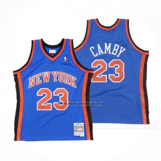 Camiseta New York Knicks Marcus Camby NO 21 Hardwood Classics Throwback Azul
