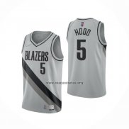 Camiseta Portland Trail Blazers Rodney Hood NO 5 Earned 2020-21 Gris