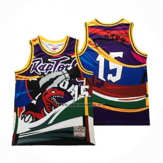 Camiseta Toronto Raptors Vince Carter NO 15 Rainbow Classic Negro