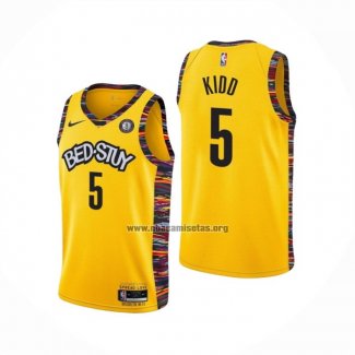 Camiseta Brooklyn Nets Jason Kidd NO 5 Ciudad 2020-21 Amarillo