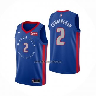 Camiseta Detroit Pistons Cade Cunningham NO 2 Ciudad 2020-21 Azul