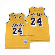 Camiseta Los Angeles Lakers Kobe Bryant NO 24 Mitchell & Ness 2007-08 Amarillo