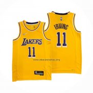 Camiseta Los Angeles Lakers Kyrie Irving NO 11 75th Anniversary 2021-22 Amarillo
