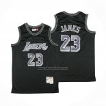 Camiseta Los Angeles Lakers LeBron James NO 23 Retro Negro