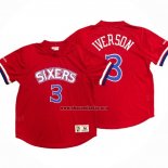 Camiseta Manga Corta Philadelphia 76ers Allen Iverson NO 3 Rojo