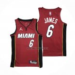 Camiseta Miami Heat LeBron James NO 6 Statement 2020-21 Rojo