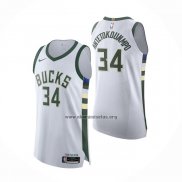 Camiseta Milwaukee Bucks Giannis Antetokounmpo NO 34 Association Autentico Blanco