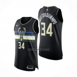 Camiseta Milwaukee Bucks Giannis Antetokounmpo NO 34 Statement Autentico Negro