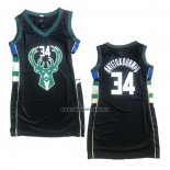 Camiseta Mujer Milwaukee Bucks Giannis Antetokounmpo NO 34 Icon Negro