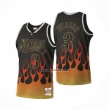 Camiseta Philadelphia 76ers Allen Iverson Flames Negro