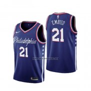 Camiseta Philadelphia 76ers Joel Embiid NO 21 Ciudad 2019-20 Azul