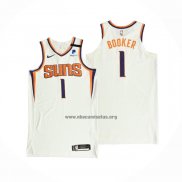 Camiseta Phoenix Suns Devin Booker NO 1 Association Autentico 2021 Blanco