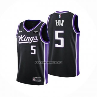 Camiseta Sacramento Kings De'Aaron Fox NO 5 Icon 2023-24 Negro