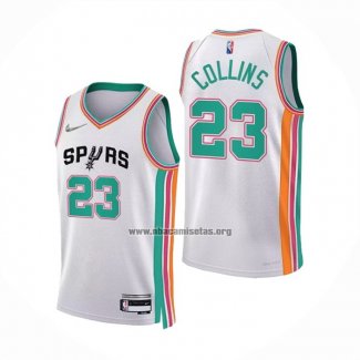 Camiseta San Antonio Spurs Zach Collins NO 23 Ciudad 2021-22 Blanco