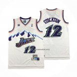 Camiseta Utah Jazz John Stockton NO 12 Retro Blanco
