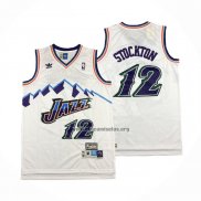 Camiseta Utah Jazz John Stockton NO 12 Retro Blanco