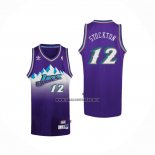 Camiseta Utah Jazz John Stockton NO 12 Retro Violeta