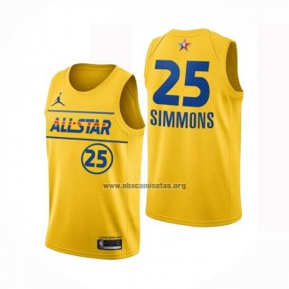 Camiseta All Star 2021 Philadelphia 76ers Ben Simmons NO 25 Oro