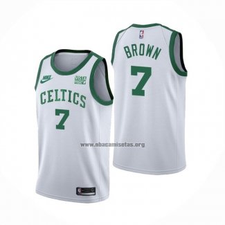 Camiseta Boston Celtics Jaylen Brown NO 7 75th Anniversary Blanco