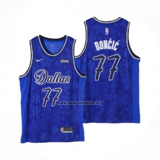 Camiseta Dallas Mavericks Luka Doncic NO 77 Fashion Royalty Azul