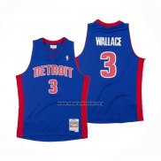 Camiseta Detroit Pistons Ben Wallace NO 3 Hardwood Classics Throwback Azul