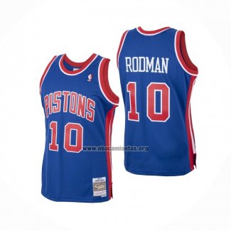 Camiseta Detroit Pistons Dennis Rodman NO 10 Mitchell & Ness 1988-89 Azul