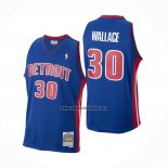 Camiseta Detroit Pistons Rasheed Wallace NO 30 Mitchell & Ness 2003-04 Azul