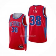 Camiseta Detroit Pistons Saben Lee NO 38 Ciudad 2021-22 Rojo