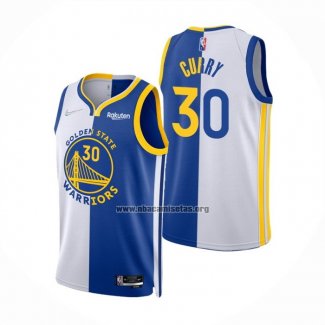 Camiseta Golden State Warriors Stephen Curry NO 30 Split Azul Blanco