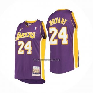 Camiseta Los Angeles Lakers Kobe Bryant NO 24 60th Anniversary Mitchell & Ness 2007-08 Violeta