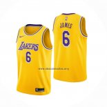 Camiseta Los Angeles Lakers LeBron James NO 6 Icon 2021-22 Amarillo