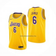 Camiseta Los Angeles Lakers LeBron James NO 6 Icon 2021-22 Amarillo
