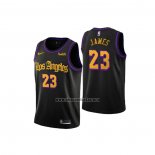 Camiseta Los Angeles Lakers Lebron James NO 23 Ciudad 2019-20 Negro