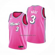 Camiseta Miami Heat Dwyane Wade NO 3 Earned 2018-2019 Rosa