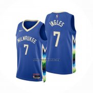 Camiseta Milwaukee Bucks Joe Ingles NO 7 Ciudad 2022-23 Azul