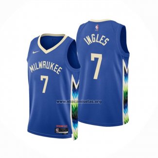 Camiseta Milwaukee Bucks Joe Ingles NO 7 Ciudad 2022-23 Azul