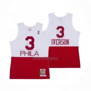 Camiseta Philadelphia 76ers Allen Iverson NO 3 Retro Blanco Rojo