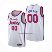 Camiseta Philadelphia 76ers Personalizada Hardwood Classic Blanco