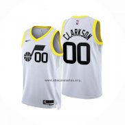 Camiseta Utah Jazz Jordan Clarkson NO 00 Association 2022-23 Blanco