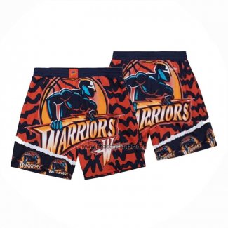 Pantalone Golden State Warriors Mitchell & Ness Naranja Azul