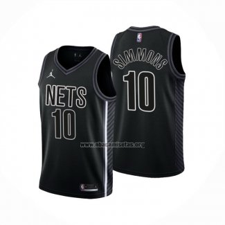 Camiseta Brooklyn Nets Ben Simmons NO 10 Statement 2022-23 Negro