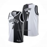 Camiseta Brooklyn Nets Kevin Durant NO 7 Split Negro Blanco