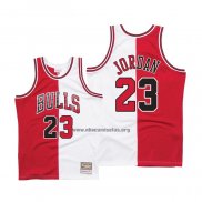 Camiseta Chicago Bulls Michael Jordan NO 23 Split Blanco Rojo