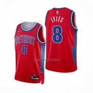 Camiseta Detroit Pistons Trey Lyles NO 8 Ciudad 2021-22 Rojo